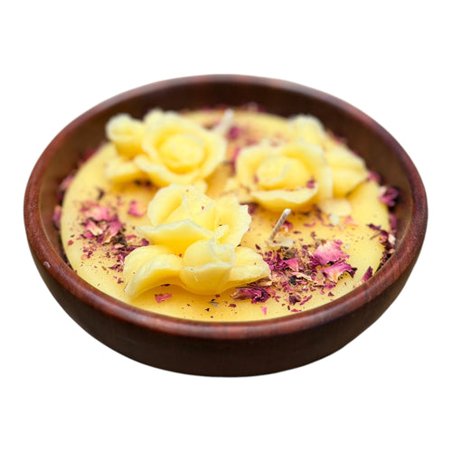 Beeswax Flower Candle Bowl